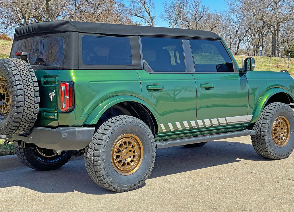 2021 2022 2023 2024 Ford Bronco Full Size ROCKERS Side Body Stripes Upper Door Accent Decals Vinyl Graphics Kits 3M