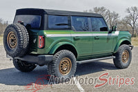 Detailed view of 2021-2026 Ford Bronco Full Size CINCH Side Body Stripes Upper Door Accent Decals Vinyl Graphics Kits 3M