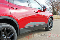 Passenger Side View of Detailed view of Chevy Blazer BLAZE Rocker Panel Stripes Lower Door Decals 3M Vinyl Graphics Kit