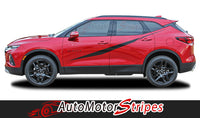 Detailed view of 2015-2026 Chevy Blazer FLASHPOINT Side Body Stripes Door Decals 3M Vinyl Graphics Kit