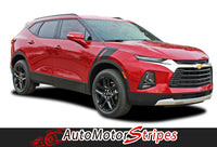 Detailed view of 2015-2026 Chevy Blazer TORCH Fender Stripes Side Hood Decals Stripe 3M Vinyl Graphics Kit