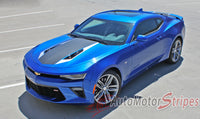 Detailed view of 2016-2018 Chevy Camaro 50th Anniversary Heritage Indy 500 Style Center Wide Hood Trunk Spoiler Rally Racing 3M Stripes Kit fits SS RS V6