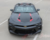 Detailed view of 2016-2018 Chevy Camaro Convertible 50th Anniversary Heritage Indy 500 Style Center Wide Hood Trunk Spoiler Rally Racing 3M Stripes Kit fits SS RS V6 - Front Hood View