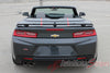 Detailed view of 2016-2018 Chevy Camaro Convertible 50th Anniversary Heritage Indy 500 Style Center Wide Hood Trunk Spoiler Rally Racing 3M Stripes Kit fits SS RS V6 - Rear View