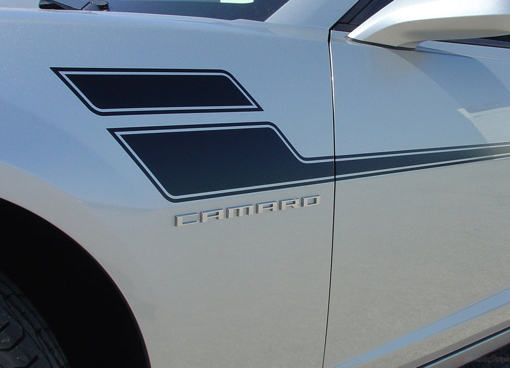 2010-2013 and 2014-2015 Chevy Camaro Speed Hockey Stick Side 3M Decal Vinyl Stripes Kit