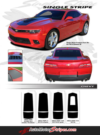 2010-2013 and 2014-2015 Chevy Camaro Single Stripe Wide Center Hood and Trunk Vinyl Rally 3M Kit SS LS LT Models