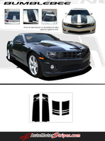 2010-2013 or 2014-2015 Chevy Camaro Bumblebee Style Racing Stripes Rally 3M Vinyl Graphics Kit for SS RS LS LT Models