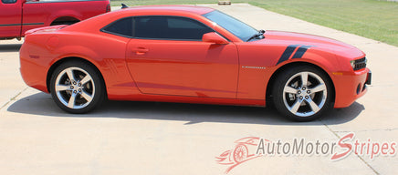 2010-2013 and 2014-2015 Chevy Camaro Hash Marks Double Bar Lemans Hood Fender Vinyl Graphics - Side View