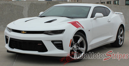 Detailed view of 2016-2028 Chevy Camaro Hashmarks Hood to Fender Factory OEM Style Double Bar Accent Vinyl Stripes Decal Graphic Kit 