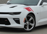 Detailed view of 2016-2028 Chevy Camaro Hashmarks Hood to Fender Factory OEM Style Double Bar Accent Vinyl Stripes Decal Graphic Kit 