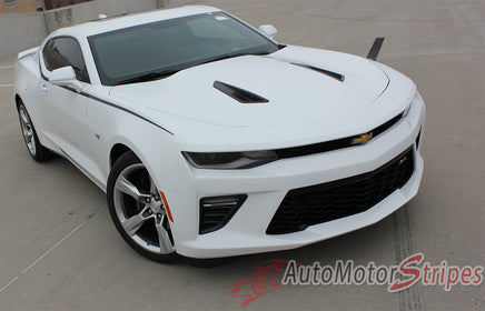 Detailed view of 2016-2018 Chevy Camaro Pike Upper Side Door to Fender Accent Vinyl Stripes Decal Graphic Kit fits SS and RS Models