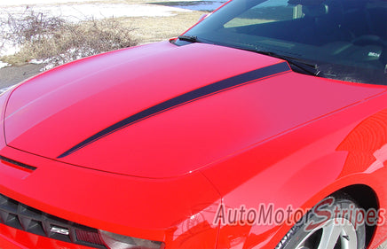 2010-2013 and 2014-2015 Chevy Camaro Hood Spears Vinyl Decal Graphics - Close Up View Another Driver Side