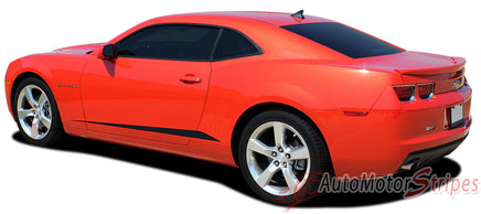 2010-2013 and 2014-2015 Chevy Camaro Rocker Spikes Lower Rocker Spears Vinyl Stripes - Back Side View