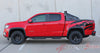 Detailed view of 2015-2022 Chevy Colorado ANTERO Rear Side Truck Bed Mountain Scene Accent Vinyl Graphics Stripes - Side View Black on Red