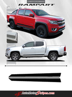 Detailed view of 2015-2022 Chevy Colorado RAMPART Lower Rocker Panel Accent Factory Bodyside Style Vinyl Graphics 3M Stripes Kit