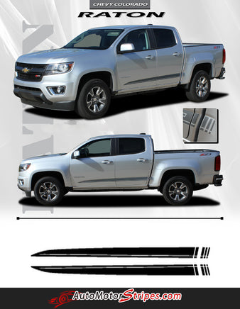 Detailed view of 2015-2022 Chevy Colorado RATON Lower Rocker Panel Accent Factory Bodyside Style Vinyl Graphics 3M Stripes Kit
