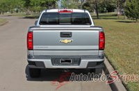 Detailed view of 2015-2020 Chevy Colorado GRAND Rear Tailgate Blackout Accent Vinyl Graphics 3M Stripes Kit