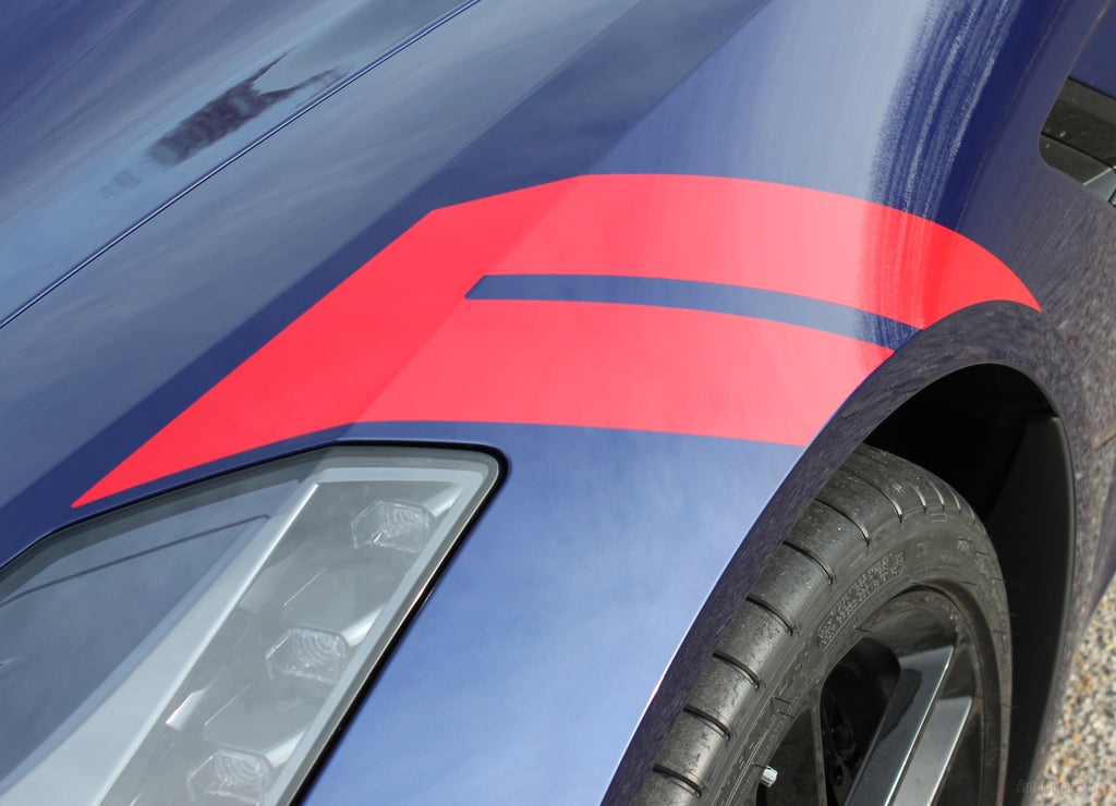 2014-2019 Chevy C7 Corvette Hash Marks Double Bar Hood and Fender Vinyl Graphics 3M Stripes Kit