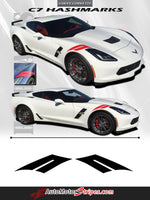 2014-2018 2019 Chevy Corvette C7 Hash Marks Double Bar Hood and Fender Vinyl Graphics 3M Stripes Kit