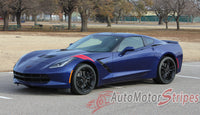 Chevy Corvette C7 Hash Marks Double Bar Hood and Fender Vinyl Graphics 3M Stripes Kit - Driver Side View