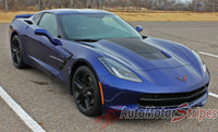 Chevy Corvette C7 Hood Blackout Vinyl Graphics 3M Stripes Decal Kit - Passenger Side Front View