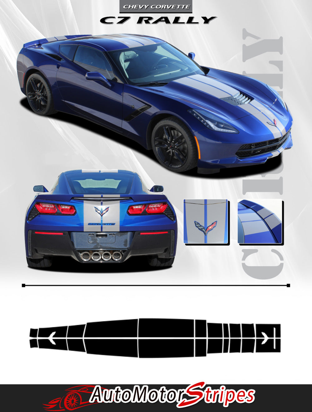 C7 Corvette Rally Racing Stripes Decals 3M | Chevy Corvette 2014-2019 ...