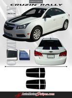 2008-2014 Chevy Cruze Cruzin Rally Racing Stripes Hood and Trunk Vinyl Graphics 3M Kit