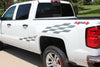 2007-2017 Chevy Silverado Champ Flag Truck Side Bed Vinyl Graphics - Close Up View Silver Metallic Color on White Paint