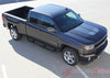 2016 Chevy Silverado 1500 Chase Rally Edition Style Truck Hood Racing Vinyl Graphics - Over View Charcoal Metallic on Dark Charcoal Paint