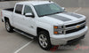 2014-2015 Chevy Silverado 1500 Rally Edition Style Truck Racing Vinyl Graphics 3M Stripes Kit - Full View Dark Charcoal on White Paint