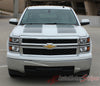 2014-2015 Chevy Silverado 1500 Rally Edition Style Truck Racing Vinyl Graphics 3M Stripes Kit - Hood View Dark Charcoal on White Paint