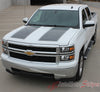 2014-2015 Chevy Silverado 1500 Rally Edition Style Truck Racing Vinyl Graphics 3M Stripes Kit - Hood View Dark Charcoal on White Paint