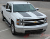 2014-2015 Chevy Silverado 1500 Rally Edition Style Truck Racing Vinyl Graphics 3M Stripes Kit - Hood View Dark Charcoal on White Paint
