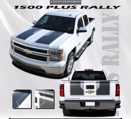 2014-2015 Chevy Silverado 1500 Rally Plus Edition Style Truck Racing Vinyl Graphics 3M Stripes Kit