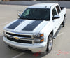 2014-2015 Chevy Silverado 1500 Rally Plus Edition Style Truck Racing Vinyl Graphics - Front Hood View Charcoal Metallic on White Paint