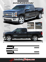 2014-2016 2017 2018 Chevy Silverado Shadow Lower Truck Door Vinyl Graphics Stripes 3M Decal Kit