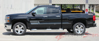 2014-2017 Chevy Silverado Shadow Lower Truck Door Vinyl Graphics - Driver Side View Charcoal Metallic on Black Paint