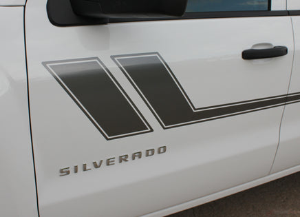 2000-2018 Chevy Silverado Track XL Truck Side Door Hockey Vinyl Graphics 3M Stripes Kit