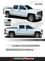2013-2016 2017 2018 Chevy Silverado Elite Truck Upper Side Body Pin Striping Accent Vinyl Graphics 3M Stripes Kit
