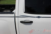 2013-2017 Chevy Silverado Elite Truck Upper Side Body Pin Striping Accent Vinyl Graphics - Close Profile View Silver Metallic Color on White Paint