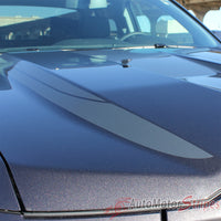 2016 Chevy Silverado 1500 Lateral Spikes Double Hood Spear Hood Accent Vinyl Graphics - Close Up View Charcoal Metallic on Charcoal Paint
