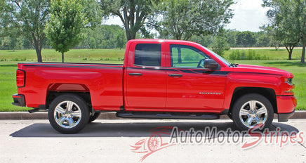 2014-2017 Chevy Silverado Accelerator Special Edition Rally Truck Upper Body Accent Stripes Side Door Vinyl Graphics Package - Passenger Side View