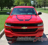 2016-2017 Chevy Silverado Flow Special Edition Rally Style Truck Hood Racing Stripes Side Door Vinyl Graphics Package - Front Hood Upper View