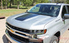 Detailed view of 2019-2026 Chevy Silverado Trail Boss Hood Decal T-BOSS Hood Stripes 3M Vinyl Graphics Kit