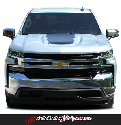 Detailed view of 2019-2026 Chevy Silverado Trail Boss Hood Decal T-BOSS Hood Stripes 3M Vinyl Graphics Kit
