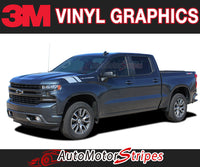 Detailed view of 2019-2026 Chevy Silverado Fender Stripes Hood Decals 1500 HASH MARKS Stripe 3M Vinyl Graphics Kit