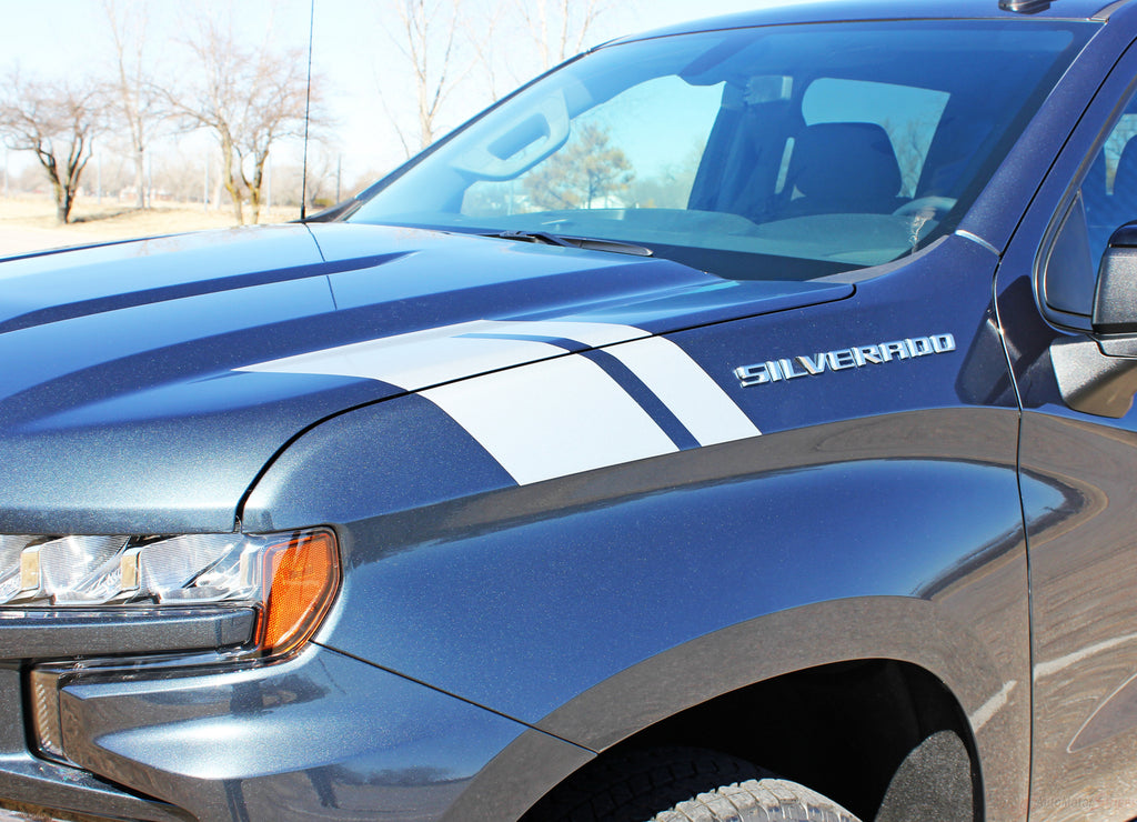 2019-2025 Chevy Silverado Fender Stripes Hood Decals 1500 HASH MARKS Stripe 3M Vinyl Graphics Kit