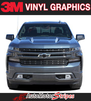 Detailed view of 2019-2026 Chevy Silverado Hood Spear Stripes Hood Spike Decals 1500 HOOD SPIKES 3M Vinyl Graphics Kit