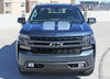 Detailed view of 2019-2025  Chevy Silverado Hood Stripes Hood and Tailgate Decal BOW RALLY Stripes 3M Vinyl Graphics Kit