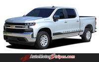 Detailed view of 2019-2026 Chevy Silverado Stripes ROCKER ONE Decals Lower Door Rocker Panel 3M Vinyl Graphics Kit